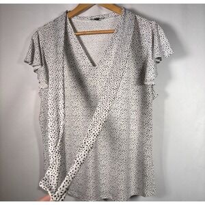 Adrianna Papell Top Womens Large Tie Neck Classic Chic Drapey Office Career